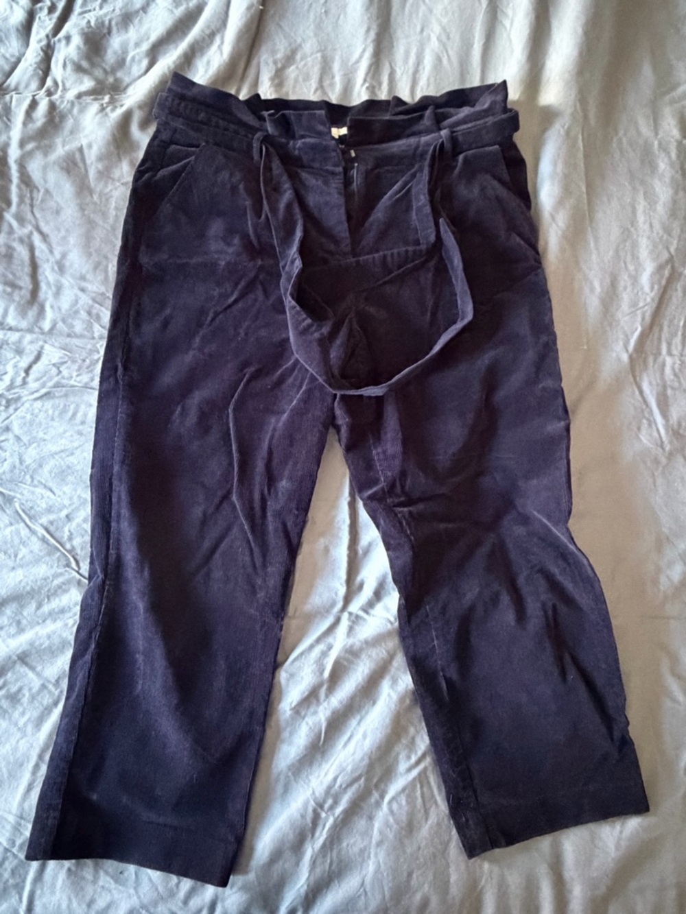 Boden Navy Corduroy Paperbag waist Trousers